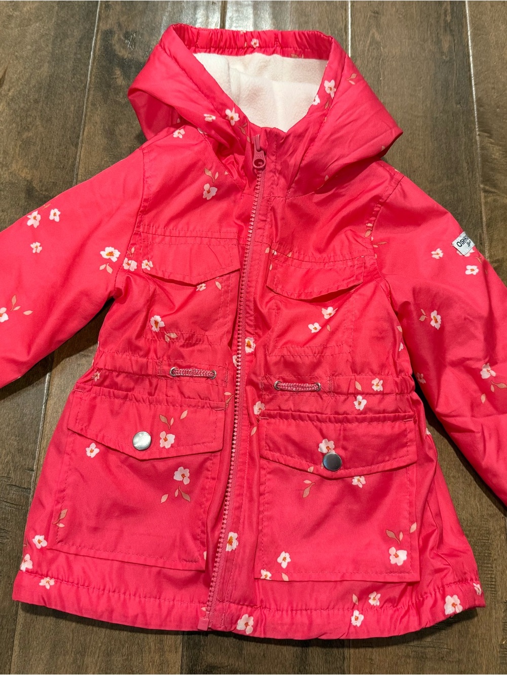 OshKosh B'gosh Bright Red Floral Hooded Raincoat